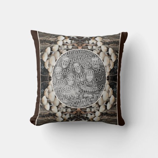 野生のキノコの自然フレーム自分の写真を追加 クッション (正面)