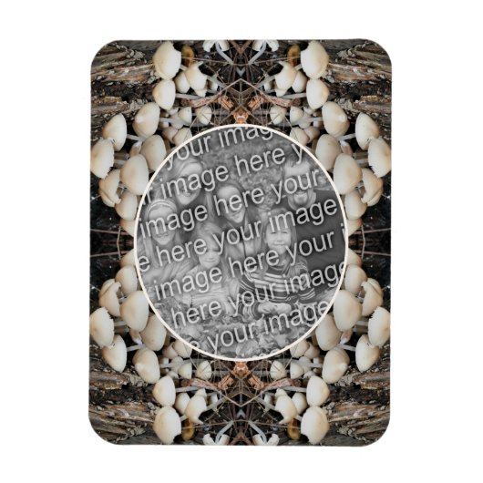 野生のキノコの自然フレーム自分の写真を追加 マグネット (縦)