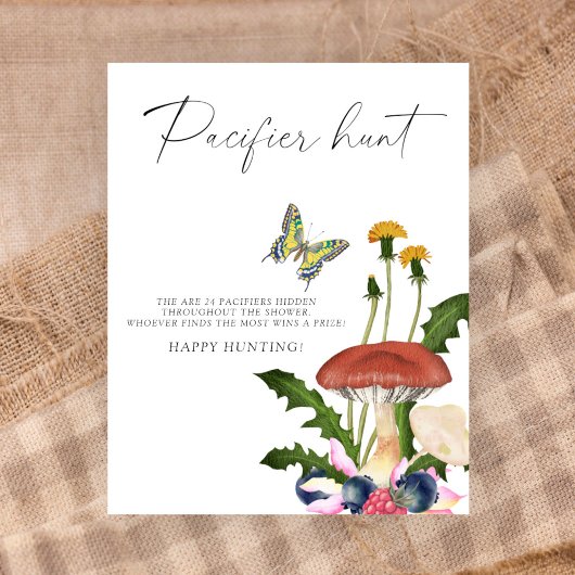 野生のキノコの赤ちゃんシャワーおしゃぶり狩りゲーム ポスター