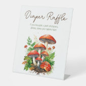 野生のキノコの赤ちゃんシャワーおむつラッフル 台座サイン (正面)