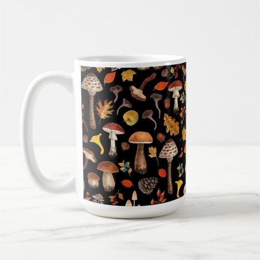 野生のキノコは黒 コーヒーマグカップ (左)