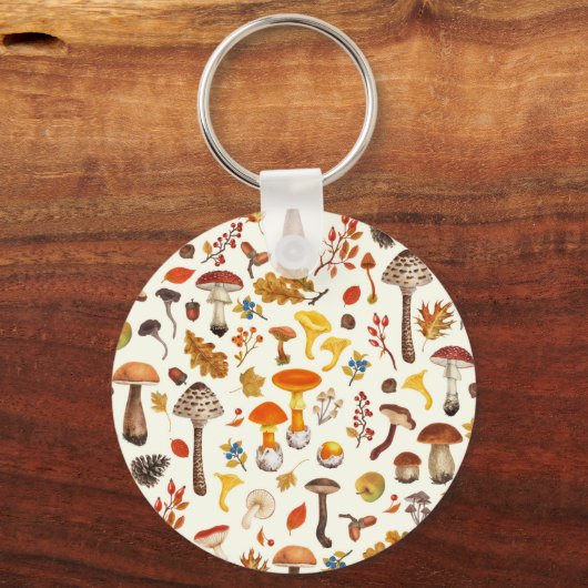 野生のキノコをオフに白 キーホルダー (裏面)