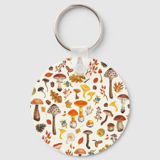野生のキノコをオフに白 キーホルダー (裏面)
