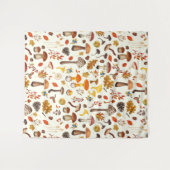 野生のキノコをオフに白 タペストリー (正面(横))