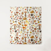 野生のキノコをオフに白 タペストリー (正面)