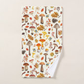 野生のキノコをオフに白 バスタオルセット (ハンドタオル)