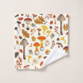 野生のキノコをオフに白 バスタオルセット (ウォッシュタオル)