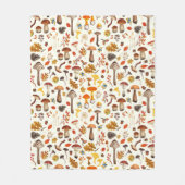 野生のキノコをオフに白 フリースブランケット (正面)