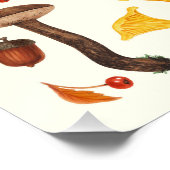 野生のキノコをオフに白 ポスター (コーナー)