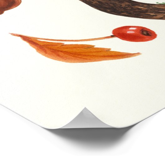 野生のキノコをオフに白 ポスター (角)