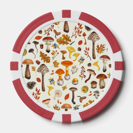 野生のキノコをオフに白 ポーカーチップ (正面)