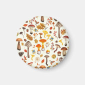 野生のキノコをオフに白 マグネット (正面)