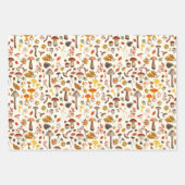 野生のキノコをオフに白 ラッピングペーパーシート (正面3)