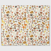 野生のキノコをオフに白 ラッピングペーパー (フラット)