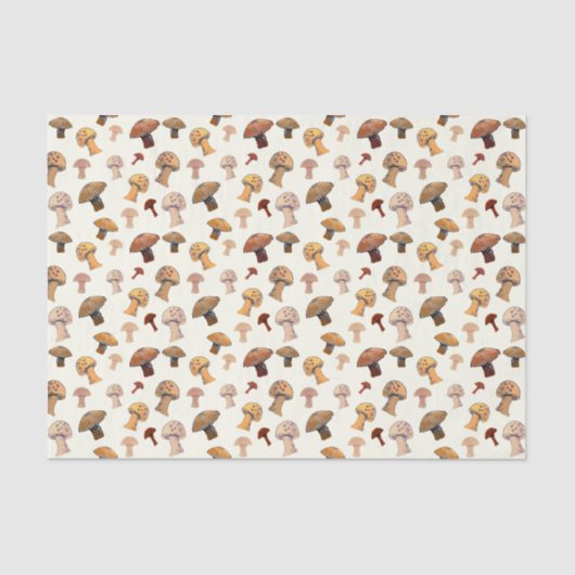 野生のキノコ手描き水彩木地 薄葉紙 (正面)