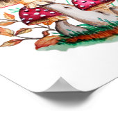 野生のキノコ植物水の色絵画の ポスター (角)