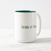 野生のキノコ植物絵画の水彩 ツートーンマグカップ (正面右)