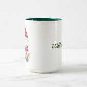 野生のキノコ植物絵画の水彩 ツートーンマグカップ (中央)