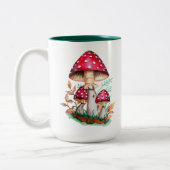 野生のキノコ植物絵画の水彩 ツートーンマグカップ (左)