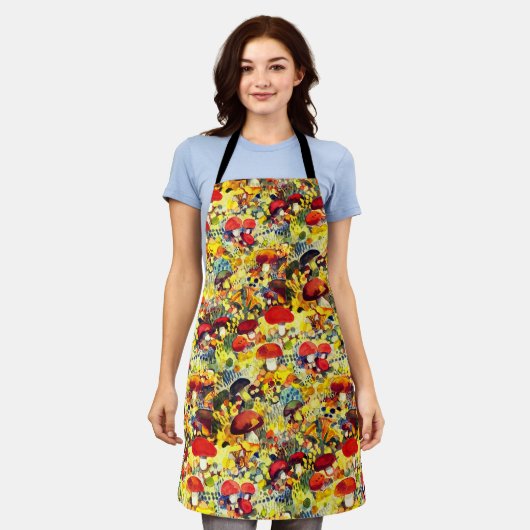 野生のキノコ エプロン (着用した状態)