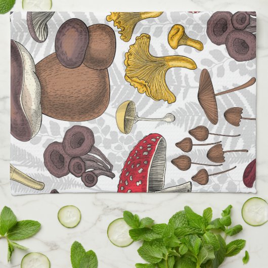 野生のキノコ キッチンタオル (折り畳み)