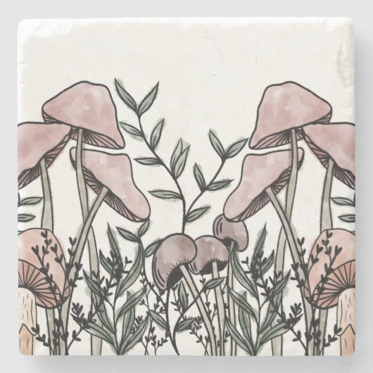 野生のキノコ ストーンコースター (正面)