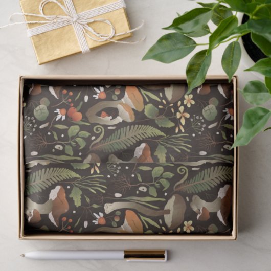 野生のキノコ、森林の植物と果実 薄葉紙 (ギフト)