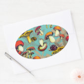 野生のキノコ 楕円形シール (封筒)