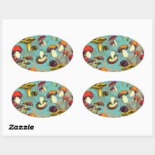 野生のキノコ 楕円形シール (シート)