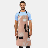 野生のキャクカラフルツ：水彩パターン エプロン (着用した状態)