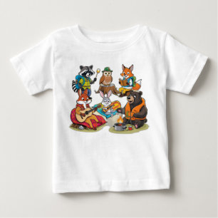 野生のキャンプ仲間:動物の冒険 ベビーTシャツ
