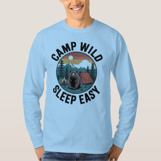 野生のキャンプ、安らぎの眠り クマのキャンプ ビンテージ サンセット Tシャツ