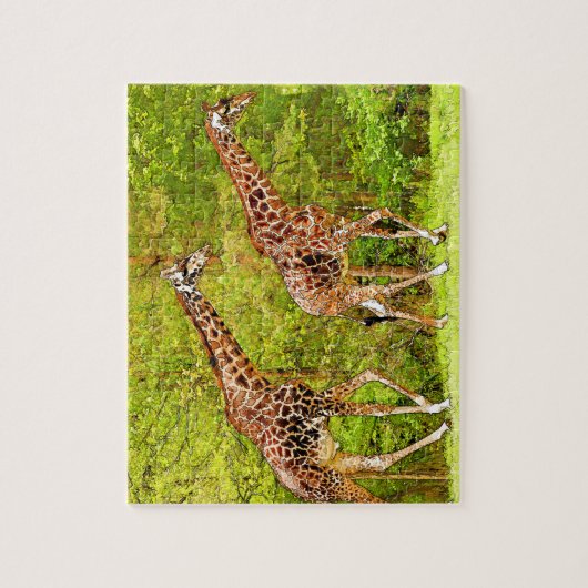 野生のキリン – アフリカの野生動物 ジグソーパズル (縦)