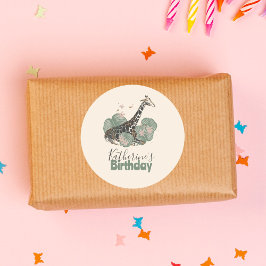 野生のキリン ジャングル ボタニカル アニマル 誕生日 ラウンドシール