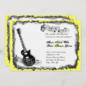 野生のギターの黄色音楽結婚式招待状 招待状 (正面/裏面)