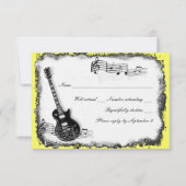 野生のギターの黄色音楽RSVP 出欠カード (正面)