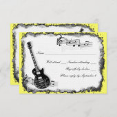 野生のギターの黄色音楽RSVP 出欠カード (正面/裏面)