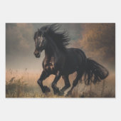 野生のギャロップで馬を分離 ラッピングペーパーシート (正面2)