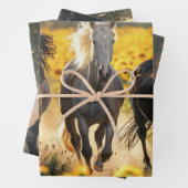 野生のギャロップで馬を分離 ラッピングペーパーシート (インサイチュ)