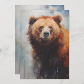 野生のクマの茶色のポートレート シーズンカード (正面/裏面)