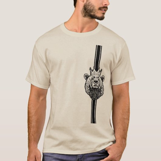 野生のクマ グラフィック メンズTシャツ Tシャツ (正面)