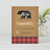 野生のクマ |最初の誕生日パーティー招待状 招待状 (スタンド正面)