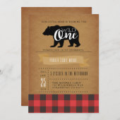 野生のクマ |最初の誕生日パーティー招待状 招待状 (正面/裏面)