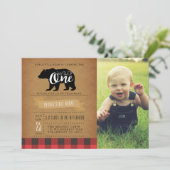 野生のクマ |誕生日パーティーの最初の写真 招待状 (スタンド正面)