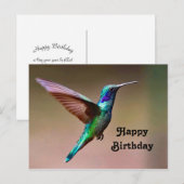 野生のグリーンハummingbirdの写真の誕生日 ポストカード (正面/裏面)