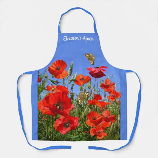 野生のケシ畑のエプロンパーソナライズされたン エプロン (正面)