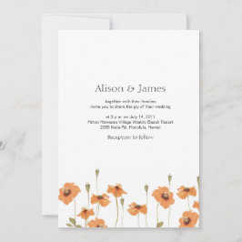 野生のケシ花結婚式招待状 招待状