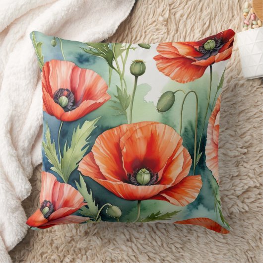 野生のケシ クッション (ブランケット)