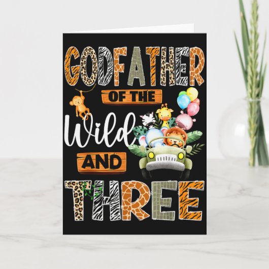 野生のゴッドファーザーと3歳の誕生日の男の子 カード (正面)