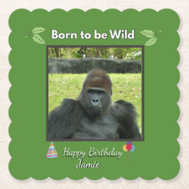 野生のゴリラ 誕生日おめでとう ペーパーコースター